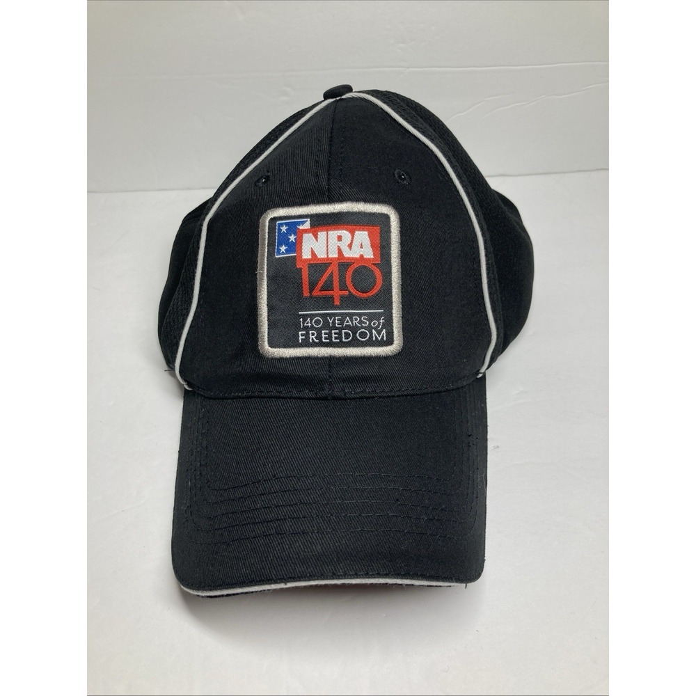 NRA Cap Hat Adult Black Adjustable 140 Years of Freedom Embroidered Patch